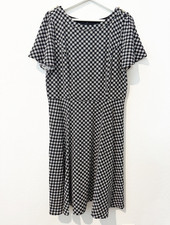 Talbots Dress Womens Size 10 Black White Geo Print Knee Length Fit Flare New