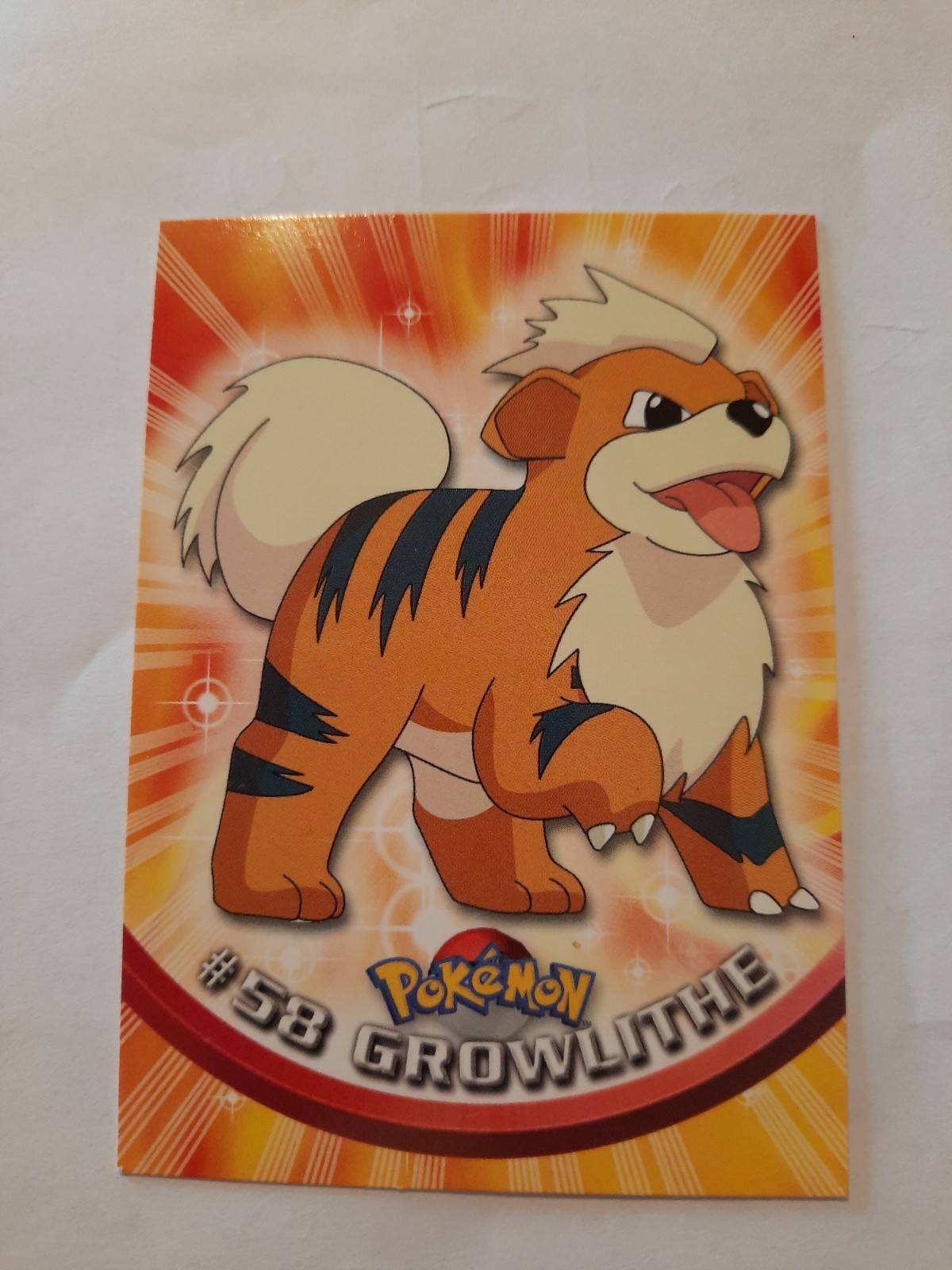 1999 Topps Pokemon #58 Growlithe  TV Animation Edition Blue Logo