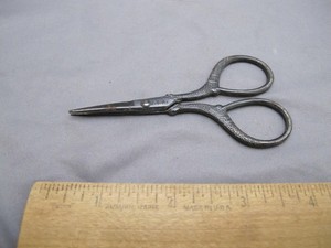 Antique Steel EMBROIDERY SCISSORS-Marked U.S.A.-As Is