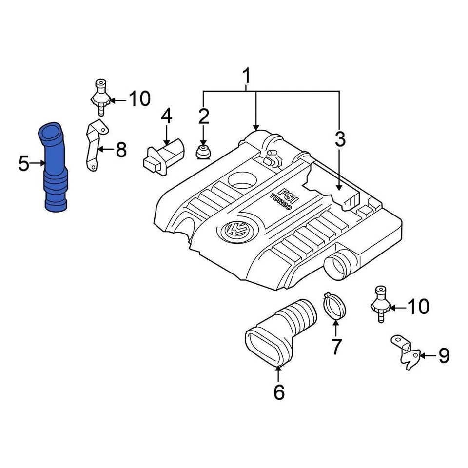 For Volkswagen Jetta 2006-2008 Volkswagen 06F129627G Engine Air Intake Hose Foto 3 de 4