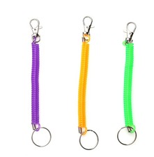 3 Pcs Spiral Retractable Spring Coil Keychain Colorful Flexible Stretchy Cord...