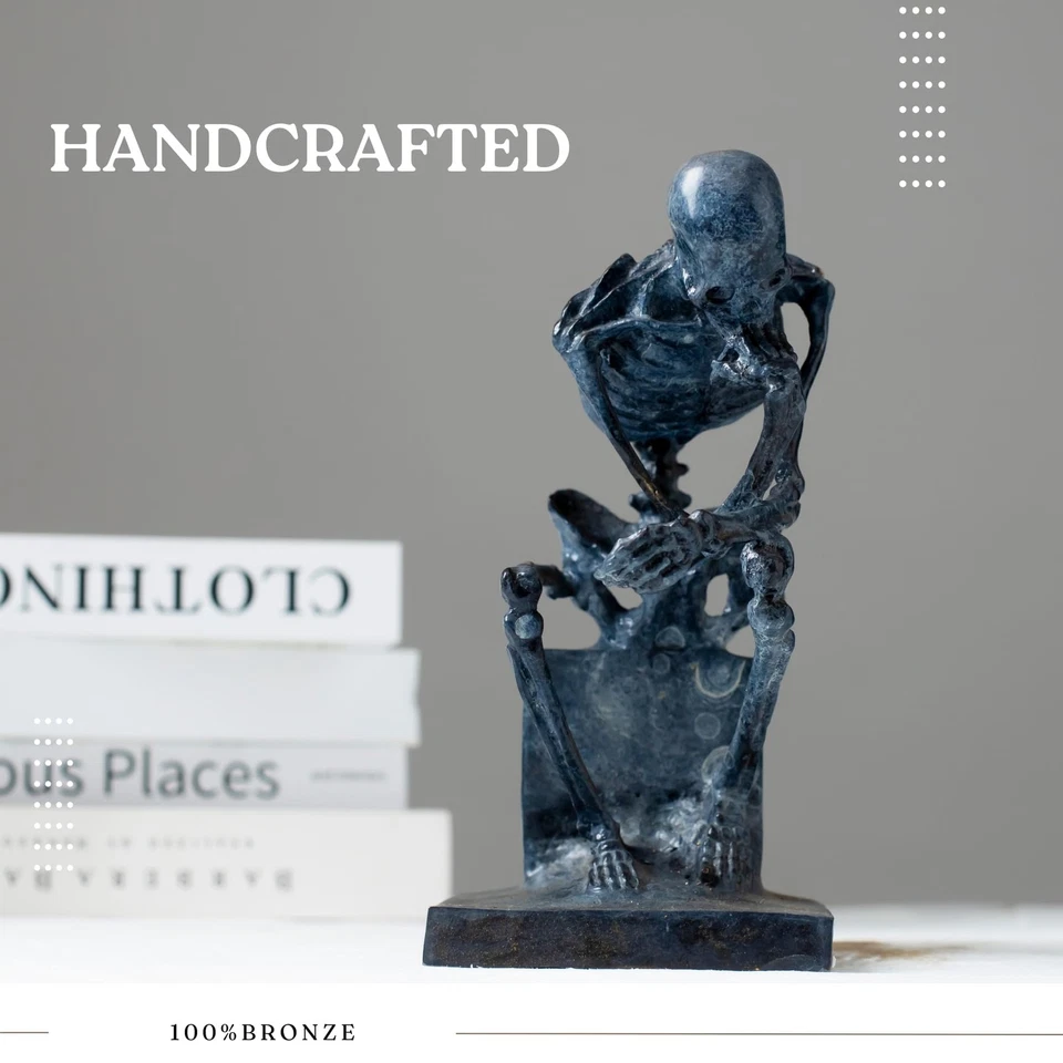Bronze Skeleton Thinker Statues Sculptures Home Decor-8.3" Bronze Abstract Ro... - Image 4 of 4
