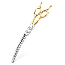 Curved Thinning Dog Scissors - Ergonomic Updated Dog Grooming Shears Sharp Cu...