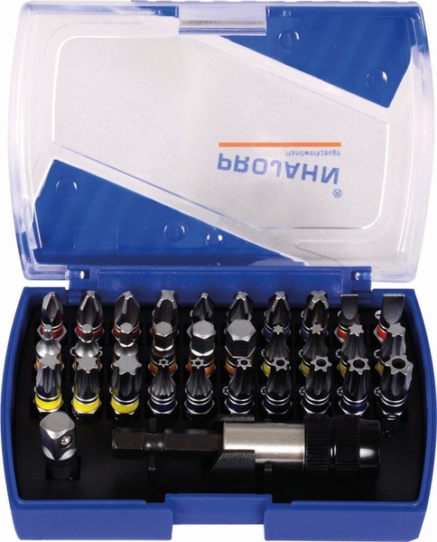 "Projahn Color Bit-Box 1/4\" Mit Markierten Bits Tx Schlitz Kreuz 6-Kant 32-Teilig"-image
