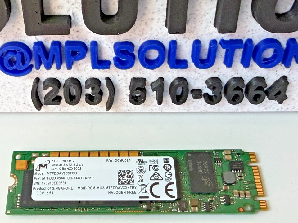 Micron 5100 PRO 960GB 6G SATA SSD M.2 2280 MTFDDAV960TCB NVMe Hard Drive SSD - Image 2 of 2