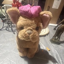 Brown Medium Dog Stuffed Animal with Pink Hat, 14-24 in