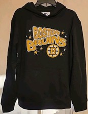 Women's Starter Boston Bruins Black Fireworks Fleece Hoodie Size Medium NWT
