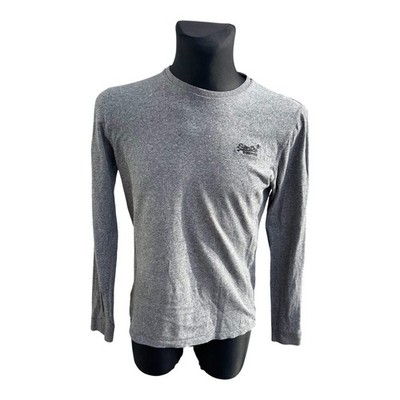 Superdry Longsleeve Herren Gr M Grau Baumwolle Logo Stickerei Casual Basic