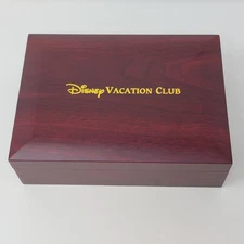 Disney Vacation Club DVC Gold Embossed Wooden Velvet Lined Trinket Jewelry Box