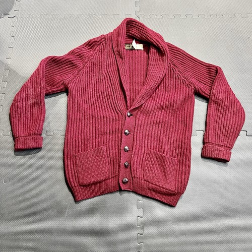 Vintage Eddie Bauer Wool Fisherman Cardigan Mens Size L Gray Ribbed England UK - Picture 1 of 13