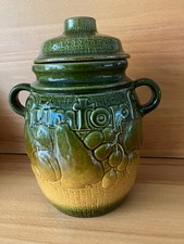 SCHEURICH RUMTOPF- mit DECKEL- KERAMIK- OLIV- GRÜN- GELB