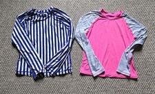 LOT 2 Vineyard Vines Rashguard Long Sleeve Blue Stripe Pink Girls Medium 10/12