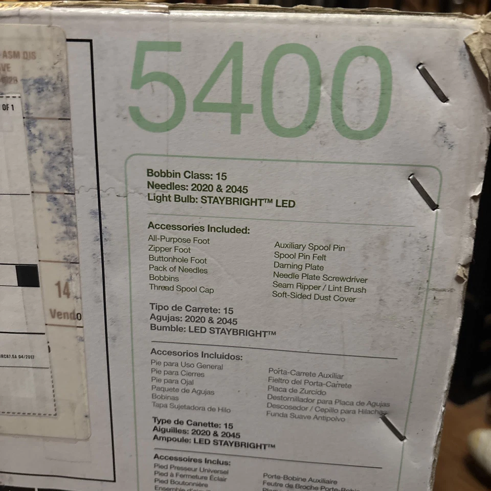 Máquina de coser SINGER Sew Mate 5400 carga frontal con brazo libre Foto 2 de 4