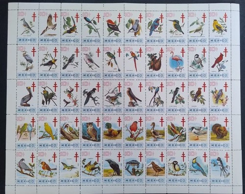 Mexico 1961 1962 Birds 10c Tuberculosis sheet stamp MNH as seen combine shipping