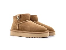 Stivaletti donna Patrizia Pepe in crosta camel platform con dettaglio logo