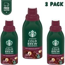 3X Starbucks Cold Brew Coffee Concentrate, Dark Chocolate Hazelnut, 32 Fl Oz