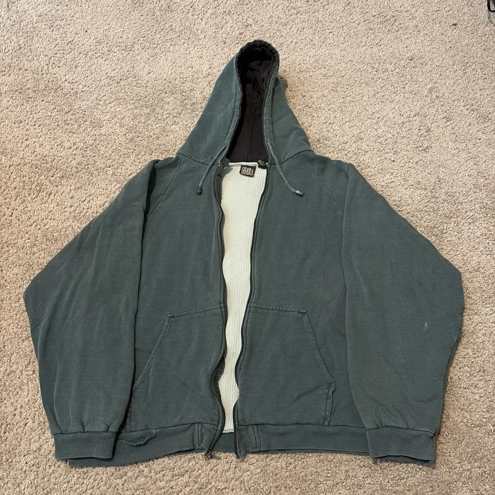 Vintage Sierra Pacific Thermal Lined 3XL Full Zip Hoodie Sweatshirt (Broken Zip)