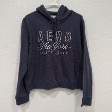 Aeropostale Womens XL Navy Blue Aero New York Graphic Hoodie Sweatshirt
