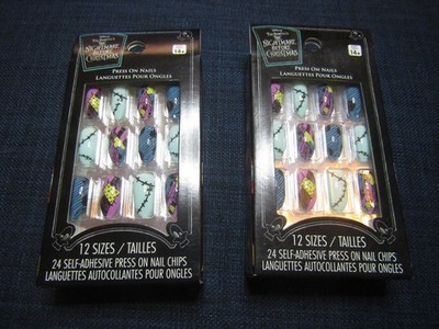 2 Packs Disney Nightmare Before Christmas Jack & Sally Press On Nails H1