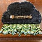 Beaded Rain Cloud Barrette Clip Native American Cree Blue Green White Hair Decor — photo 3