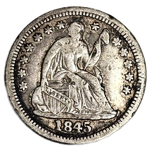 1845 SEATED LIBERTY HALF DIME FINE+ FREE USA SHIPPING