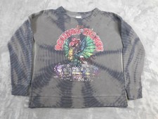 Rolling Stones Sweatshirt Womens Medium Black Gray Tie Dye Crewneck Made in USA