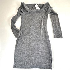 Fashion Nova East Village Dress Charcoal Grey Ribbed Cowl Neck Mini BD8010-1N L