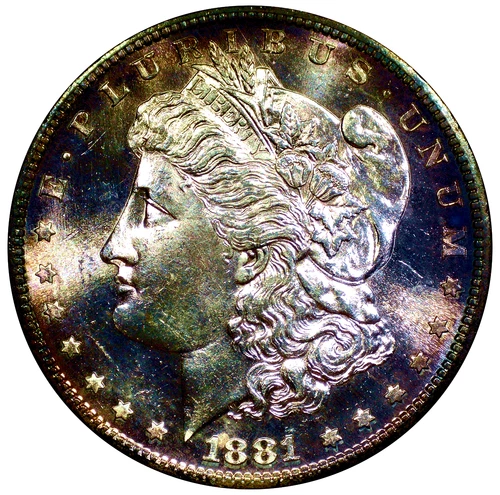 1881-S $1 Morgan Silver Dollar GEM BU DMPL Proof Like Toned