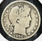 1900 O Barber Half Dollar 90% Silver 50C Very Good Features Full Rim Part Motto