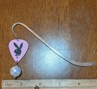 Pink & Black PLAYBOY GUITAR PICK Handmade Silverplate BOOKMARK   *Moving Sale* — photo 2