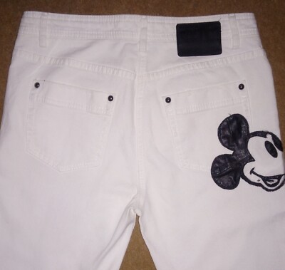 Iceberg GILMAR warmweiße Jeans Mickey Mouse Print - W28/L34