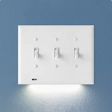 SnapPower SwitchLight Toggle Triple Switch, White S3SW-TWH-SP11-4 SnapPower