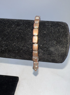 Vintage Slim Solid Pure Copper Elastic Bracelet Cubes Womens
