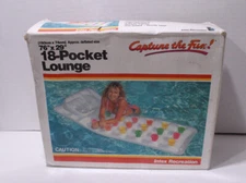 Vintage Inflatable 18 Pocket 76x29 Lounge Pool Raft Intex 1988 68896 Capture the