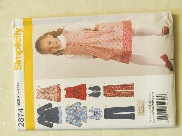 Simplicity Sewing Pattern 2874 Girls Dress Jumper Top Pants Vest Size 3 8 For Sale Online Ebay
