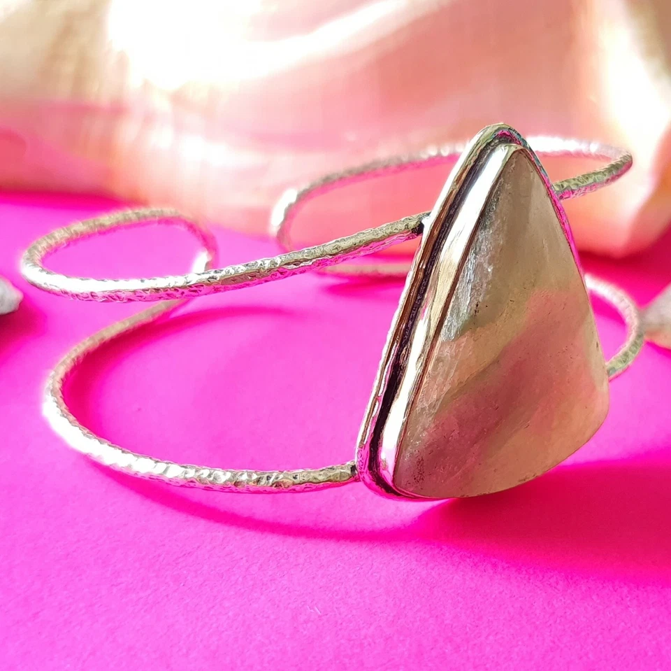 Pretty Seraphinite Gemstone 925 Sterling Silver Plated Handmade Bracelet  - Image 2 of 4