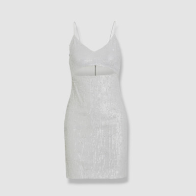 $550 Alice + Olivia Women's White Valli Fitted Mini Cutout Cami Dress Size 8