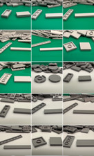 LEGO Smooth Tile Light, Dark, Bluish Grey 1x2 1x3 1x4 1x6 1x8 2x2 2x4, 10 Pieces