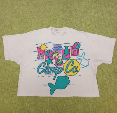 Vintage 80s 90s T-shirt Beach Camp Co Turtle Bay Cropped One Size 