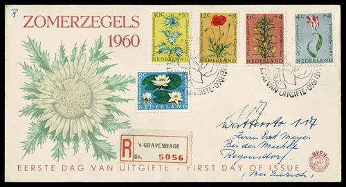 NETHERLANDS 1960 Registered FDC Summer charity - flowers SG38