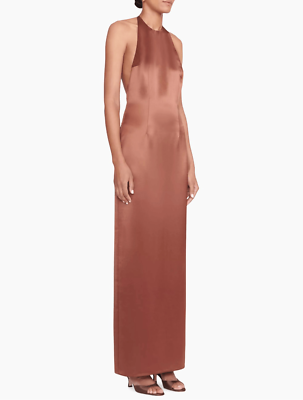 Staud Janet Open-Back Satin Maxi Dress | eBay