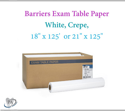 TIDI Exam Table Paper, 18'' x 225 ft, Crepe, Smooth, Medical, Spa, 6/12 Rolls/cs