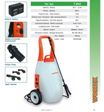 POMPA IRRORATRICE E DISERBO ELETTRICA Batteria 12V Serbatoio 25Lt CON TROLLEY