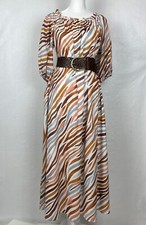 NWT Ann Taylor Zebra Stripe Elastic Boatneck Midi Dress Moroccan Spice Sz XS
