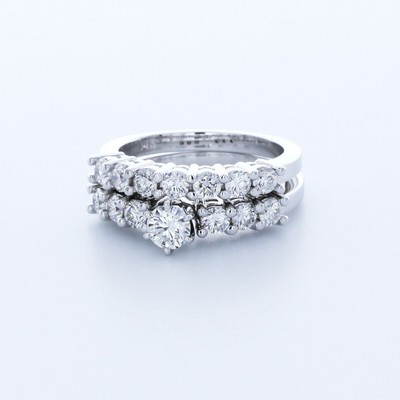 2.59ct H SI1 Round Earth Mined Certified Diamonds Plat Classic Wedding Ring Set