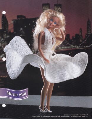 Fashion Doll Crochet Pattern MOVIE STAR Dress Marilyn Monroe Style