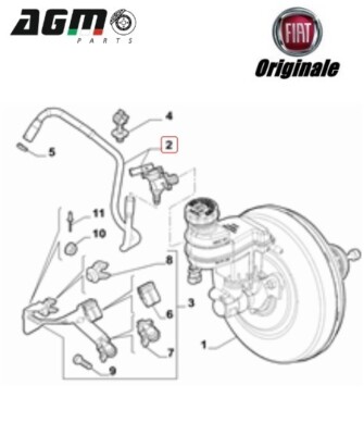 Tubo Flexible De Servofreno Original Fiat - Compatible Con Panda, 500, Ypsilon 1.2 Y 1.3, Número 51913856