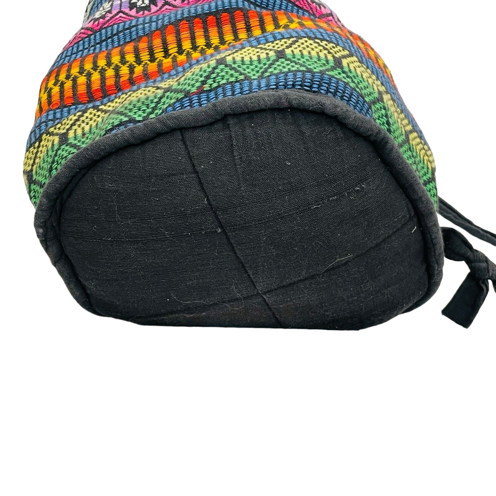 Large Embroidered Striped Pattern Drawstring Boho… - image 3