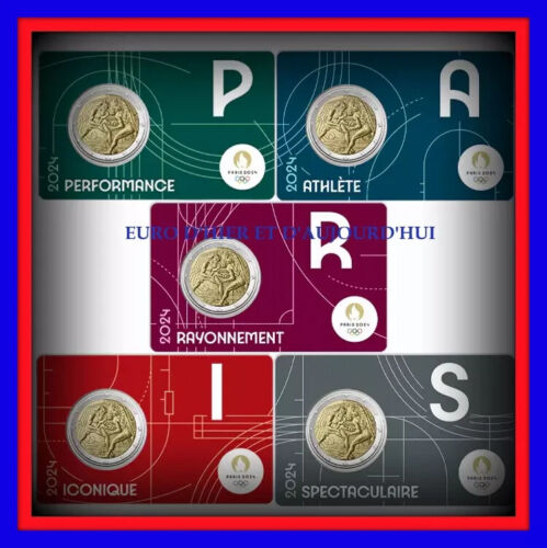 5 Coincard  2 Euro France 2024 Jeux Olympiques Paris 2024  HERCULE/ LUTTE - Photo 1/1