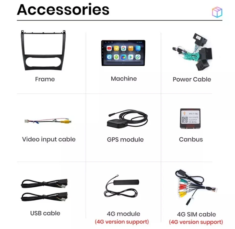 RADIO 2 DIN PER MERCEDES CLASSE C  W203 W209 BLUETOOTH ANDROID 10 USB - Immagine 3 di 3